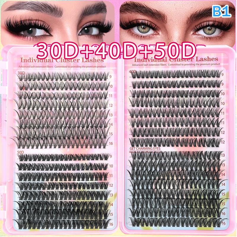 Lashes Cluster Diy Lash Extension Mixed Tray Clusters Eyelashes Fluffy Individual Lashes With Lash Bond And Seal And Tweezers