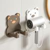 Plastic Cartoon Bear Hair Dryer Holder Self-adhesive Hair Dryer Shelf  Bathroom
