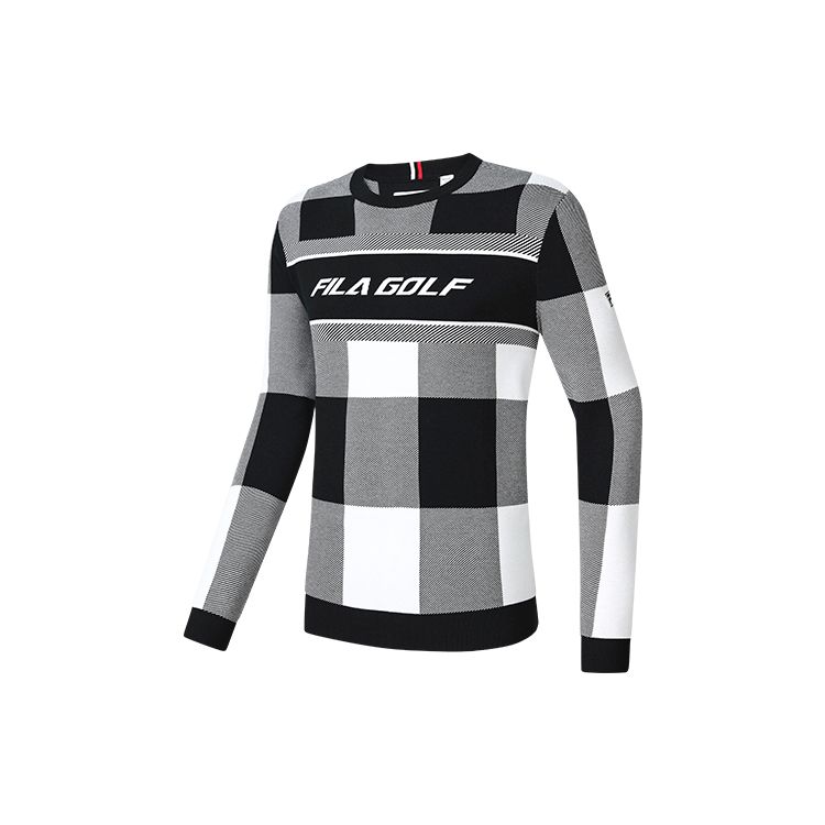 

FILA Athletics Basic Crew Neck Golf Sweater With Plaid Weave Long Sleeves Men sweater A11M245402F-ZA M