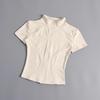 Women's Quick-Dry Bodycon Yoga Jacket - High Elasticity, Short Sleeve, Stand Collar, Zipper, Nude Feel for Fitness and Running (Summer)