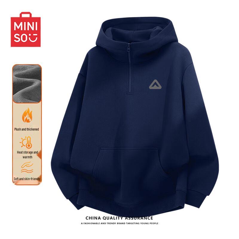 MINISO Men's Heavyweight Half-Zip Hooded Sweatshirt