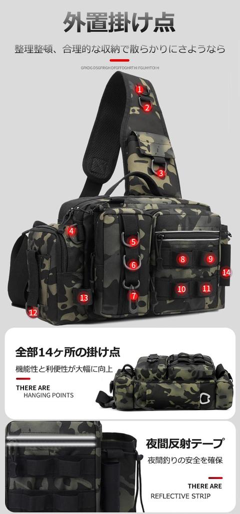 Fishing Tackle Bag, Fishing Bag, Tackle Bag, Run & Gun Bag, Waterproof Zipper, Large Capacity, Fishing Shoulder Bag, Fishing Bag