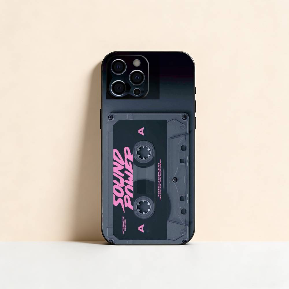 Retro Cassette Pattern Plating Phone Case For iPhone 17,16,15,14,13,12,11 Plus,Pro Max,XS,Soft Silicone Black Cover