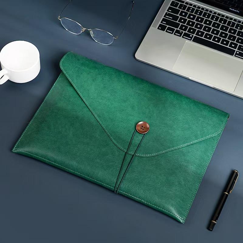 1Pc File Storage Bag Made of PU Leather, with Buckle, Important Private A4 Letter Size File Manager, File Storage Book, Laptop Sleeve