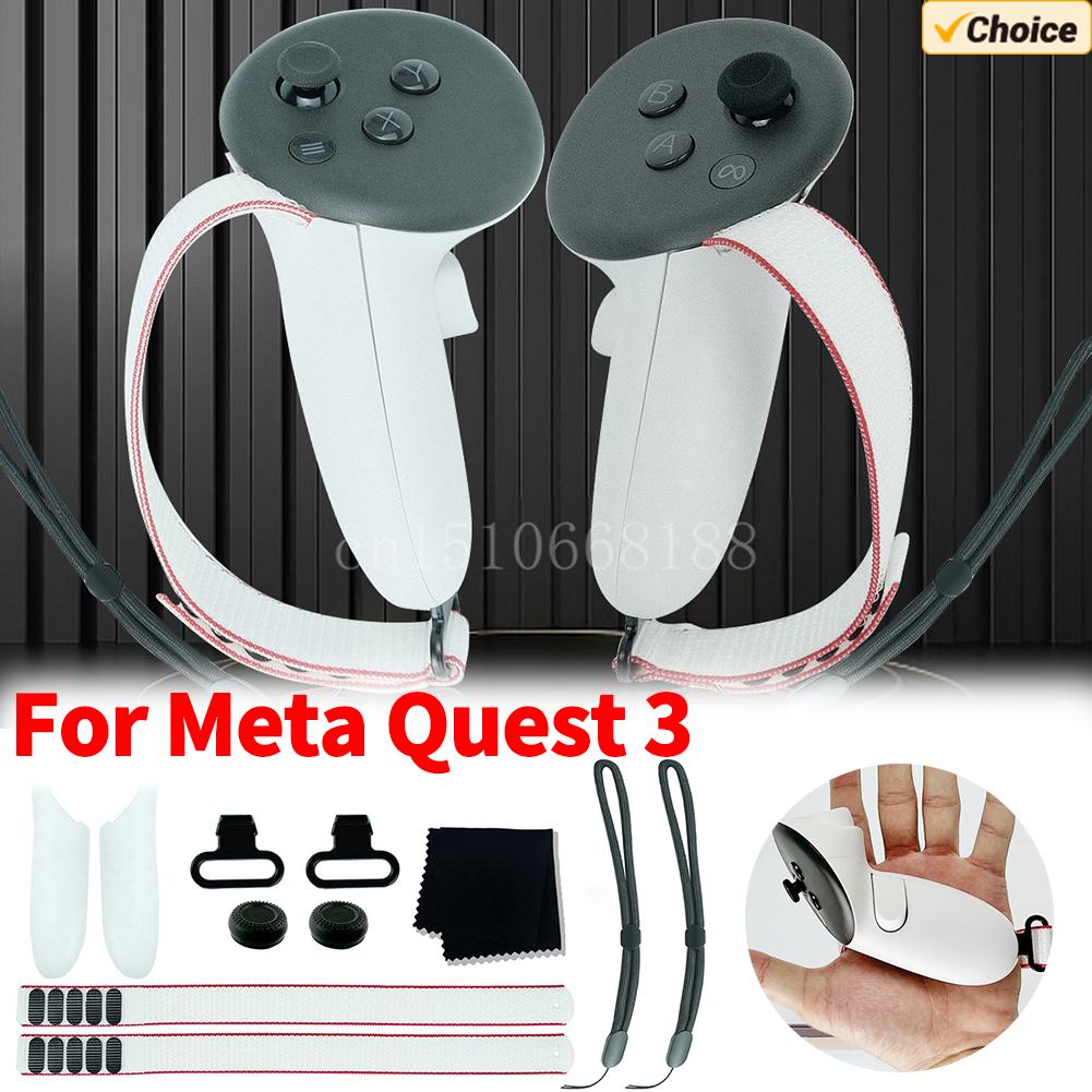 For Meta Quest 3 VR Controller Grips Battery Cover with Adjustable Active Straps Anti-Slip for Meta Quest3 VR Accessories