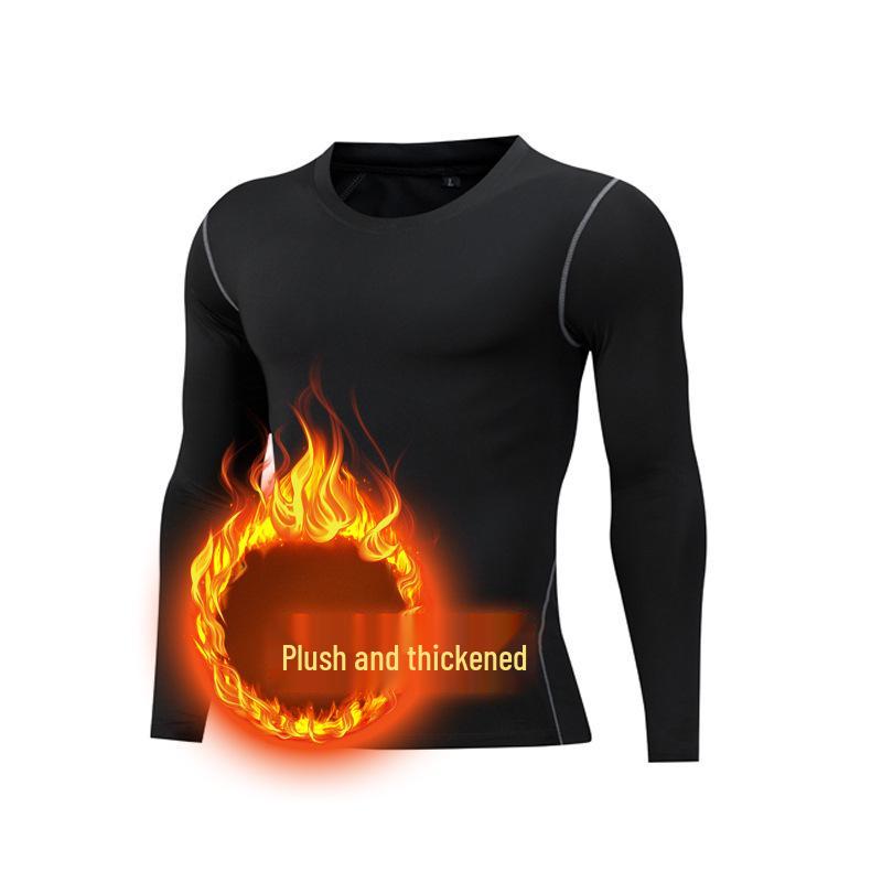 Men's Quick-Dry Basketball Compression Set - Fleece-Lined Long Sleeve Fitness Base Layer