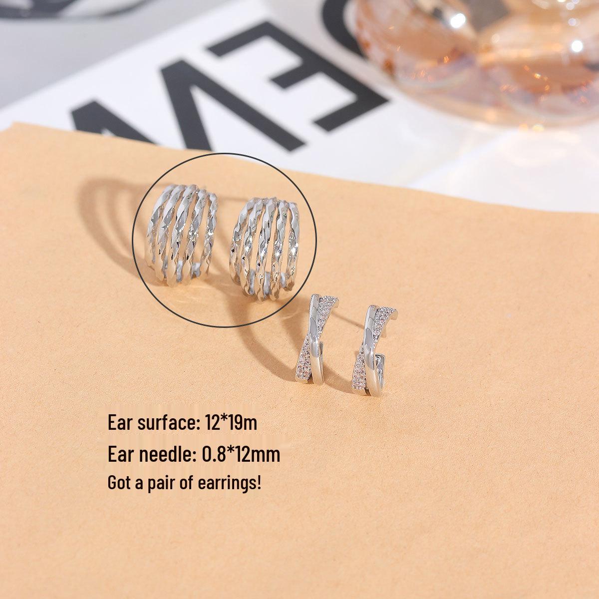 Copper-Plated Gold 925 Silver Textured C-Shaped Stud Earrings - Minimalist  Luxurious Design Real gold plating, long-lasting color retention