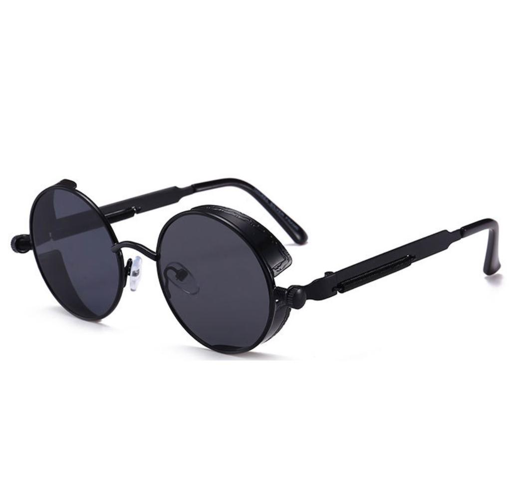 Round Designer Fashion UV Stylish for Men [FREESE] Sunglasses, Glasses, Protection, (Black Lenses)