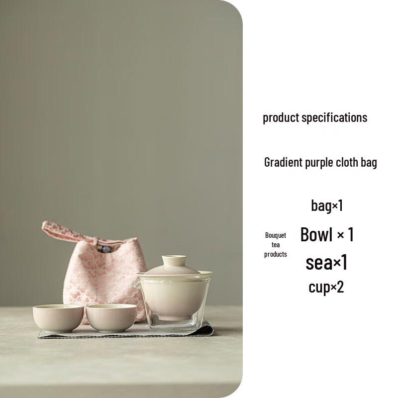 Portable Ceramic Travel Tea Set (1 Pot, 2 Cups) 1 Pot, 2 Cups