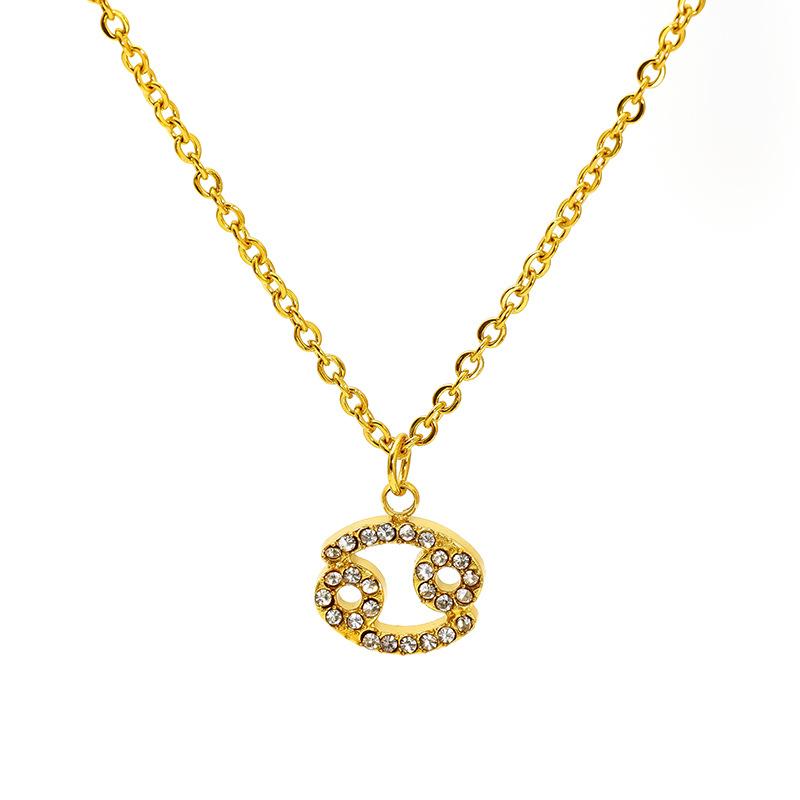 Light Luxury Micro-Inlaid Zircon Twelve Constellations Titanium Steel Necklace Women'S Gold Collarbone Chain Spot