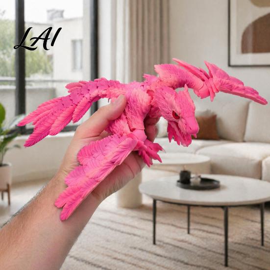 Flexible Jointed Dragon Flying Toy with Movable Joints 3D Printed Realistic Educational Science Gift Model PLA Ornament for Office And Home Display