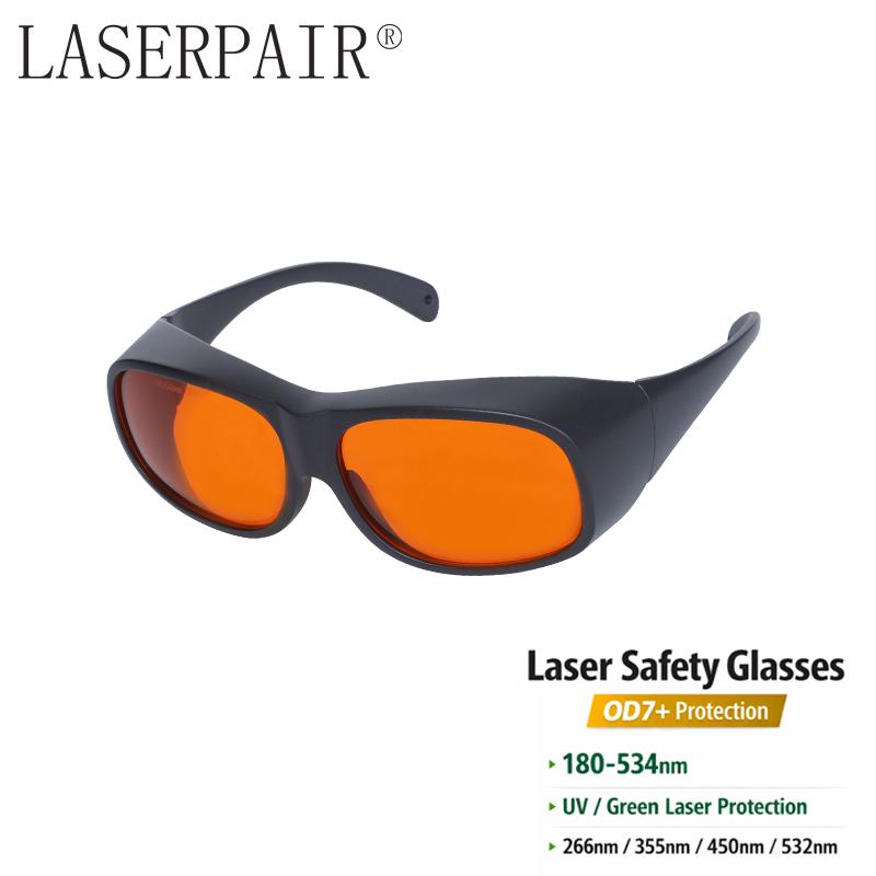 Green Laser Safety Glasses OD7+ 180-534nm UV Laser Protection Goggles for 266nm 355nm 450nm 532nm (Orange,safety glasses) оранжевый