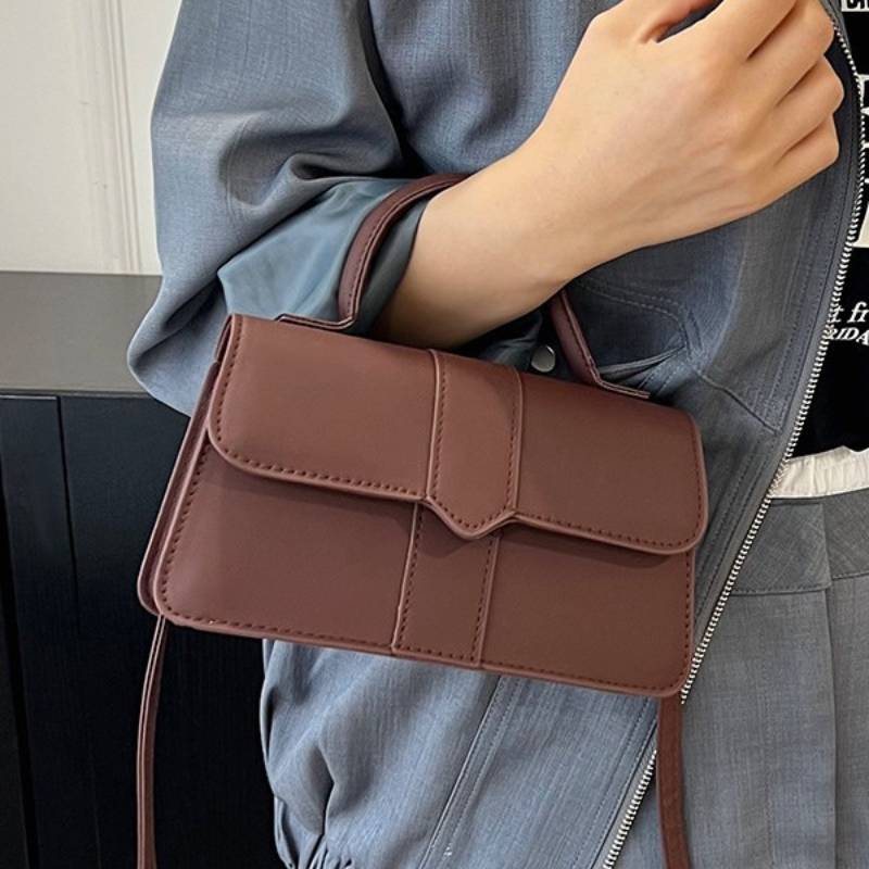 Pu Material Retro Handbag With Top Handle And Shoulder Strap For Daily Use