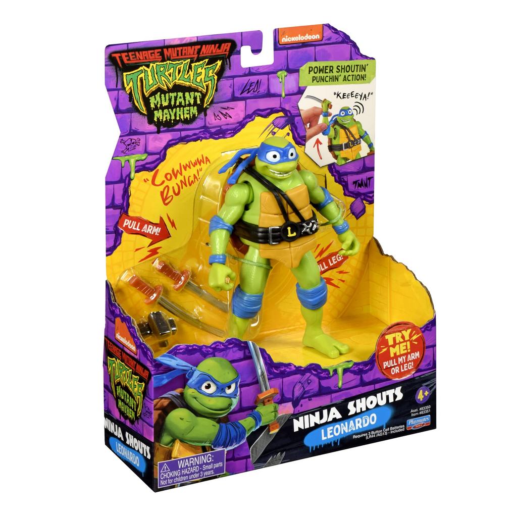 Teenage Mutant Ninja Turtles Playmates Toys Teenage Mutant Ninja Turtles Mutant Mayhem Leonardo Deluxe Ninja Shout Figure 5.5"