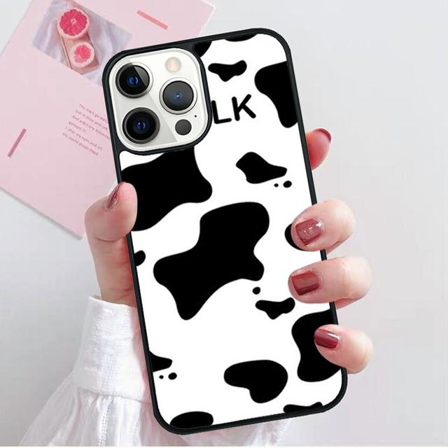 Cute Black and White Cow spots Pattern Phone Case Cover For iPhone 17 Air 15 16 Pro Max 14 13 12 11 Pro Max Plus