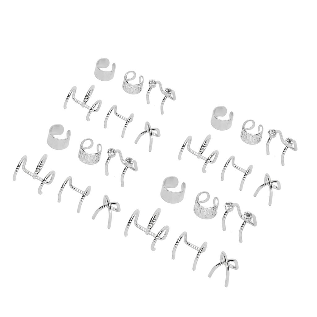 24Pcs Viking Bart Perlen Rohr Clamp Kit Männer Antike Nordischen Vikings Runen Perle DIY Dekoration Silber