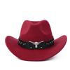Western Cowboy Wool Felt Hat With Knot Embellishments For Autumn Winter Fashion