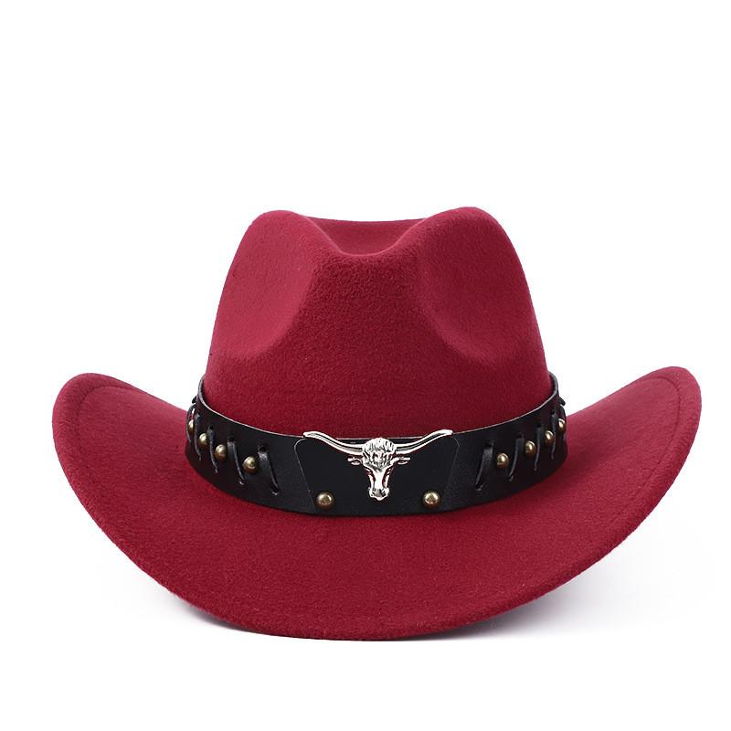 Western Cowboy Wool Felt Hat With Knot Embellishments For Autumn Winter Fashion