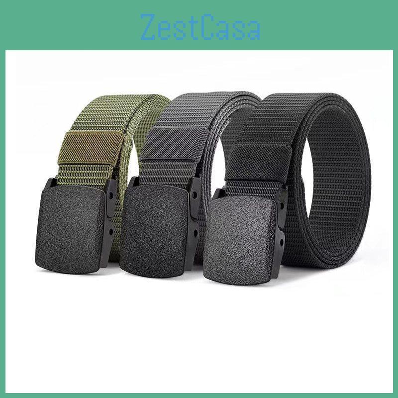 Solid Simple Color Plastic Buckle Mens Nylon Woven Waist Belt For Daily Use