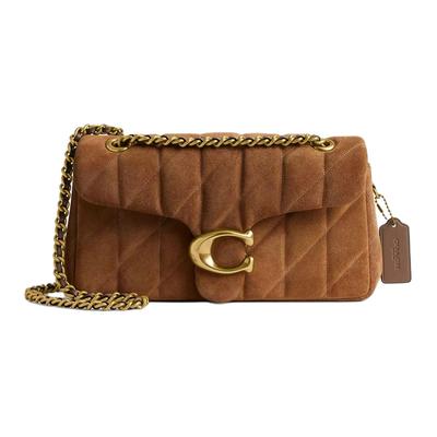 Coach Tygrovaná 26 Zlaté kování Uzavírání na patentku Semišová Kožená Taška přes rameno Crossbody Střední Dámské tašky Mosaz Cedr CW620-B4CED