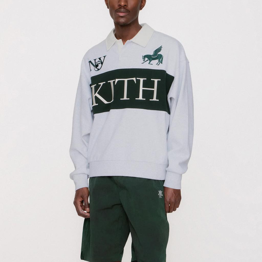 Kith Rugby Nelson Collared Pullover Light Heather Grey Men Tops KHM033431-002