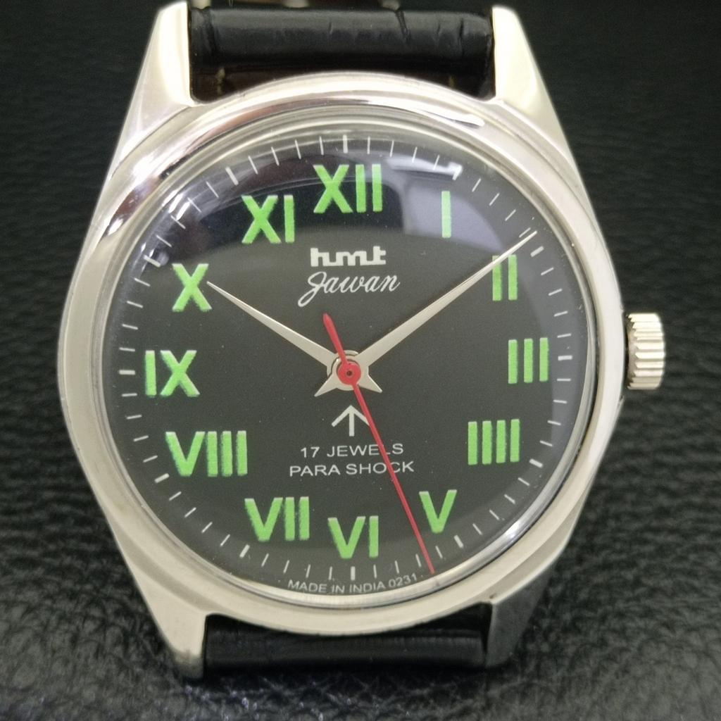 VINTAGE HMT JAWAN HAND-WINDING INDIAN MENS BLACK COLOR DIAL WATCH A700106-5
