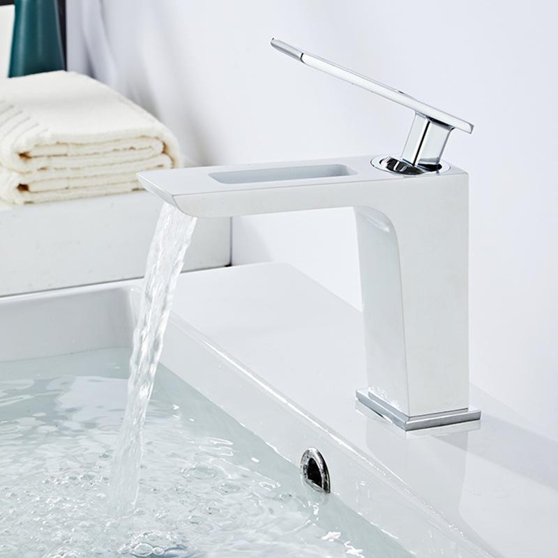Basin Faucet Nordic Art Hot Cold Mixer Taps Hollow Design Deck Mount Bathroom Sink Faucets Single Handle