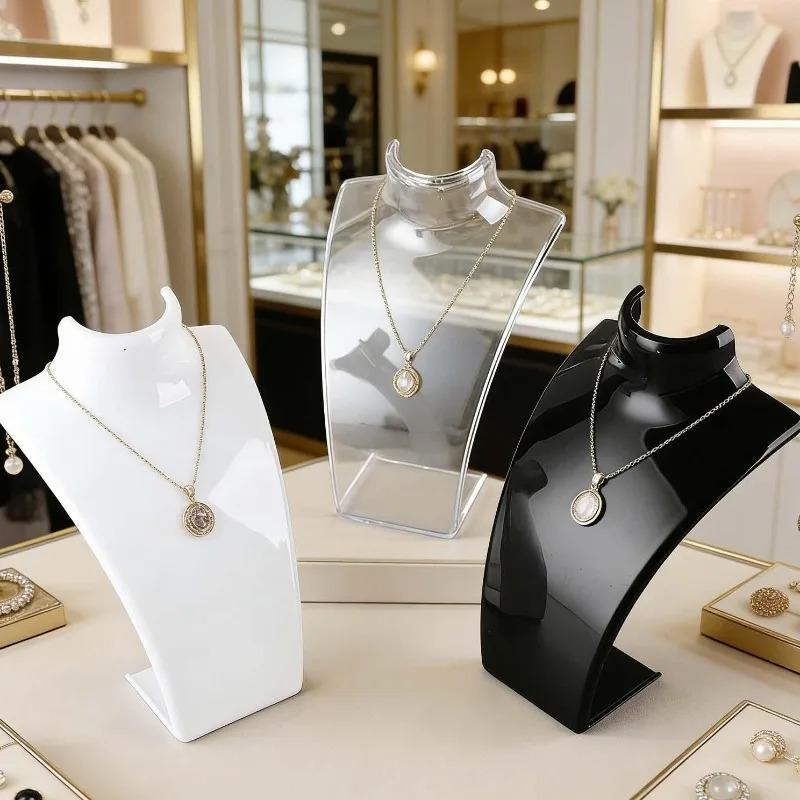 Acrylic Neck Form Jewelry Display Stand Figure Model Organizer Holder Multicolor Mannequin Props Storage Rack for Necklace Ring