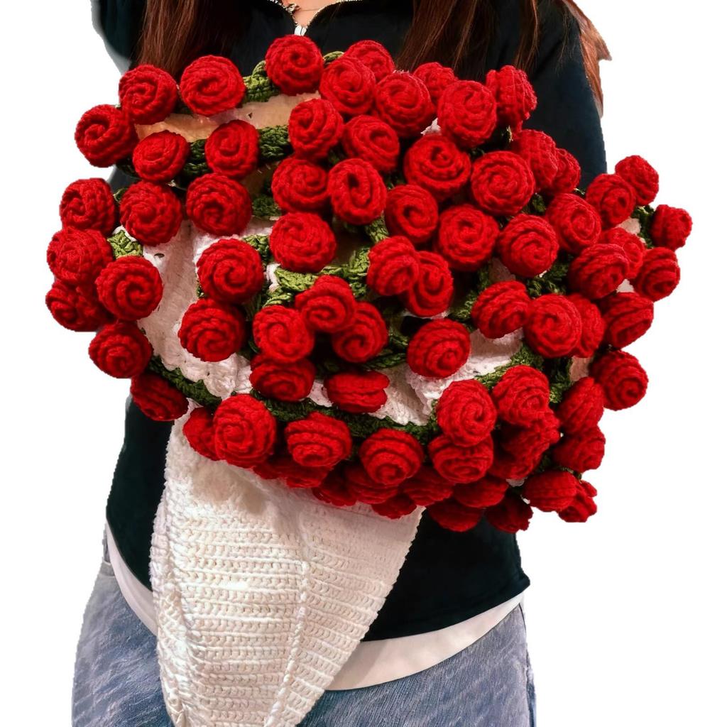 Handgestricktes Rosenstrauß-Kuscheldecke für Mädchen, Freunde, frisch Verheiratete - Perfektes praktisches Weihnachtsgeschenk