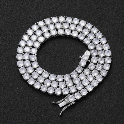 Men's High-End 4mm 5mm Zircon Tennis Necklace - Luxurious Diamond-Accented Jewelry Accessory