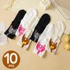 10 Pairs Cat Printed With 3d EggWomen Mid Tube Socks Soft Comfortable Sweat Absorbing Breathable Casual Socks Christmas Cat Lovers Gift