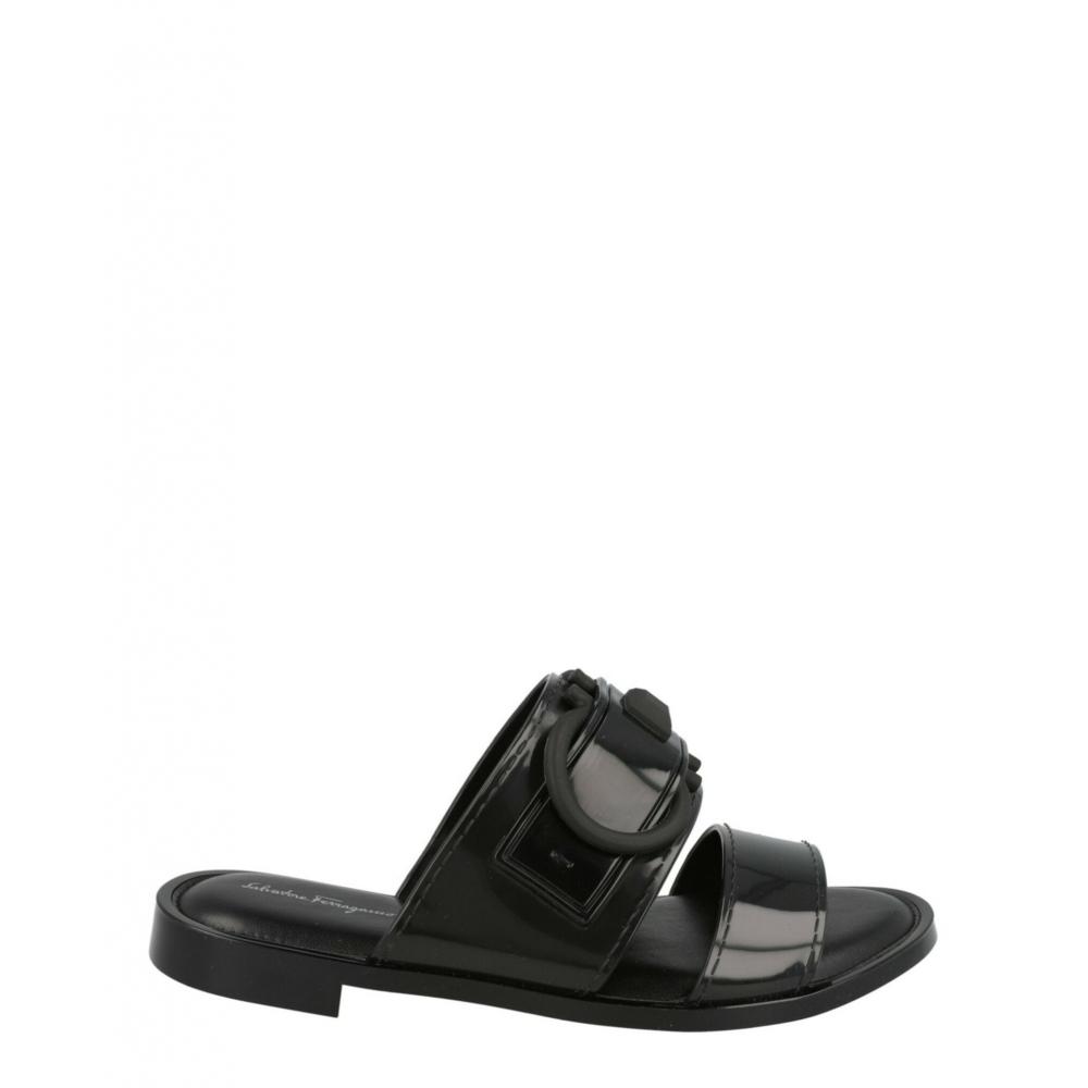 Salvatore Ferragamo Taryn Logo Slides Black