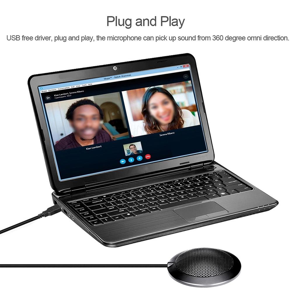 Stereo Omnidirectional Condenser Microphone Mic USB Connector for Meeting Business Conference Desktop Computer