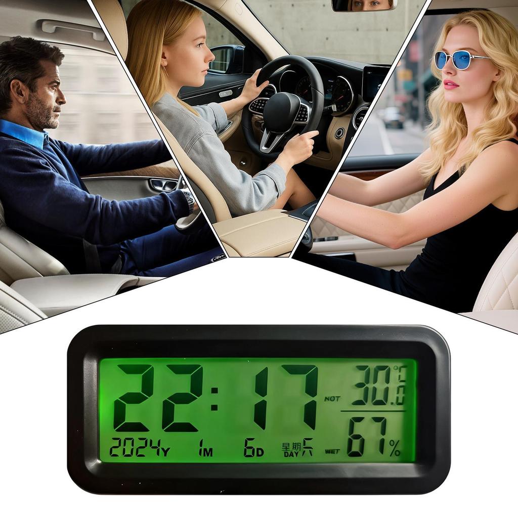 Clock For Car LED Solar-Powered Interior Decoration Portable Adhesive Electronic Car Clock For Truck Auto Automotive Scooter