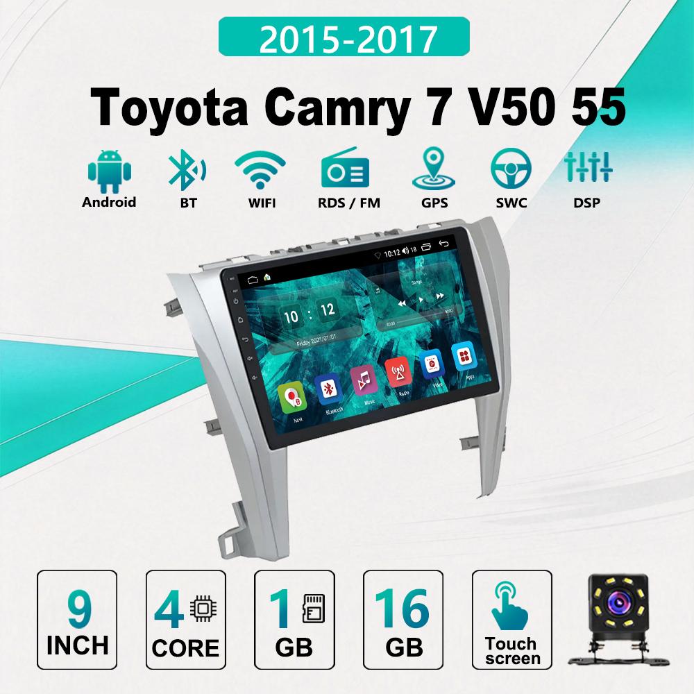 2Din Android Car-Play Car Radio,Toyota Camry 7 V50 55 2015-2017,Multimedia Player Head Unit Stereo GPS Navigation BT WIFI,1+16GB