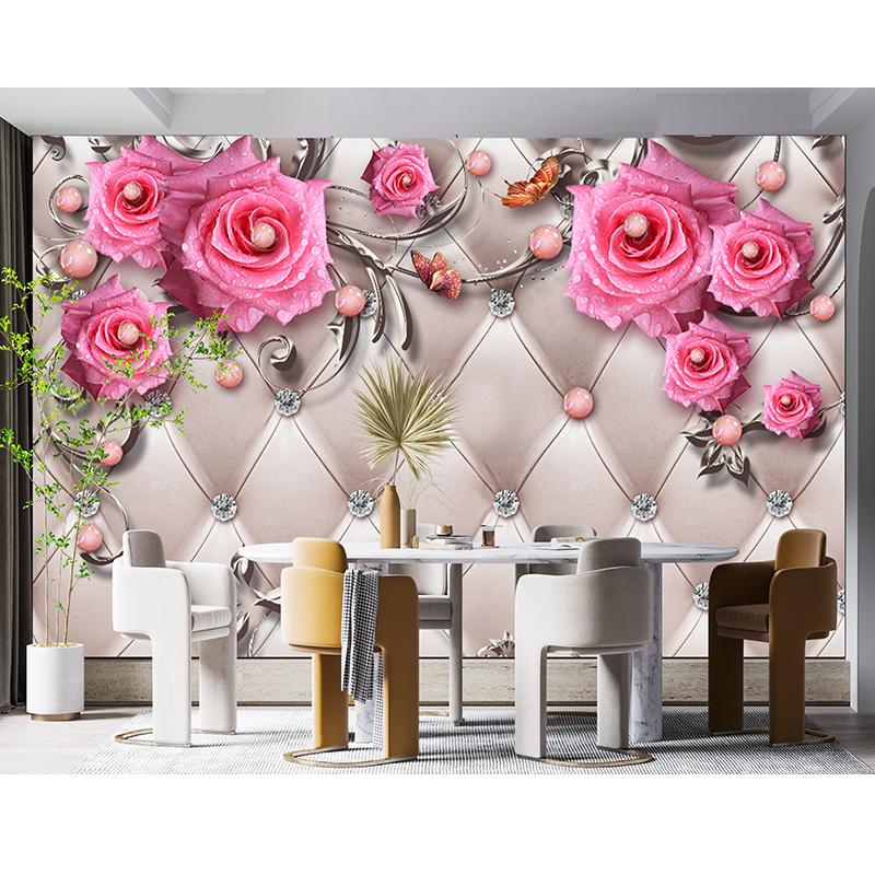 

Европейские цветы 3D настенная фреска Современные украшения Розовый цветок розы Настенная фреска Гостиная Спальня Домашний декор 200 cm(W) x 140 cm(H)