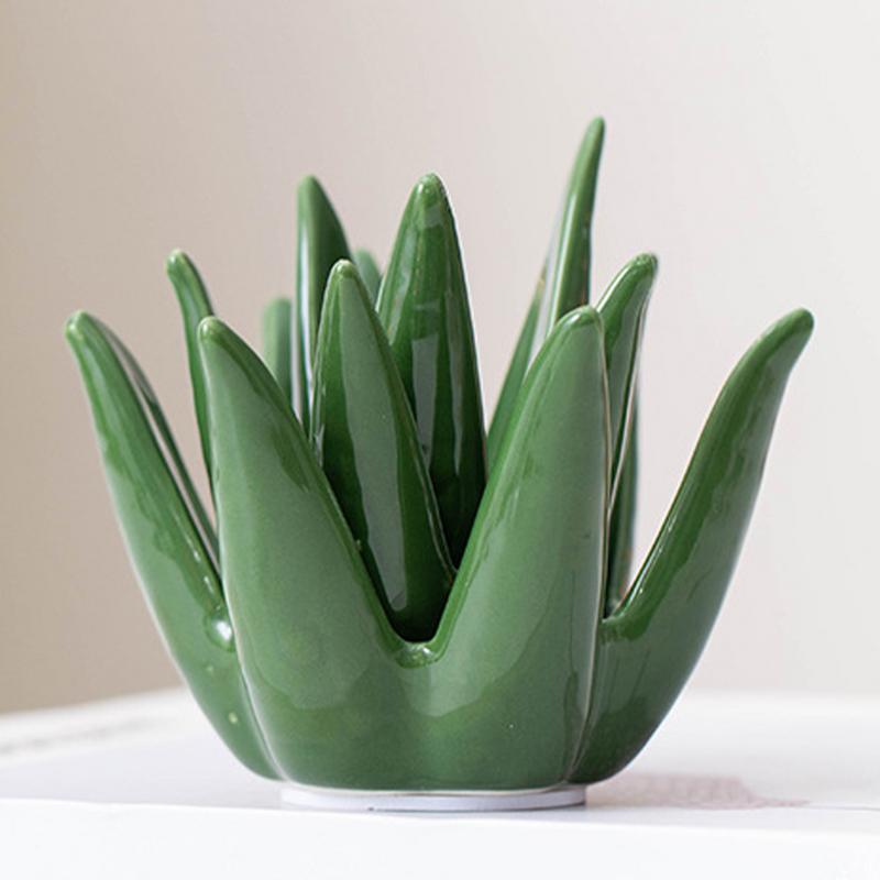 Ceramic Aloe Ring Holder Jewelry Display Tray Cactus Ring Dish Creative Trinket Organizer Bracelets Plate Necklace Earrings