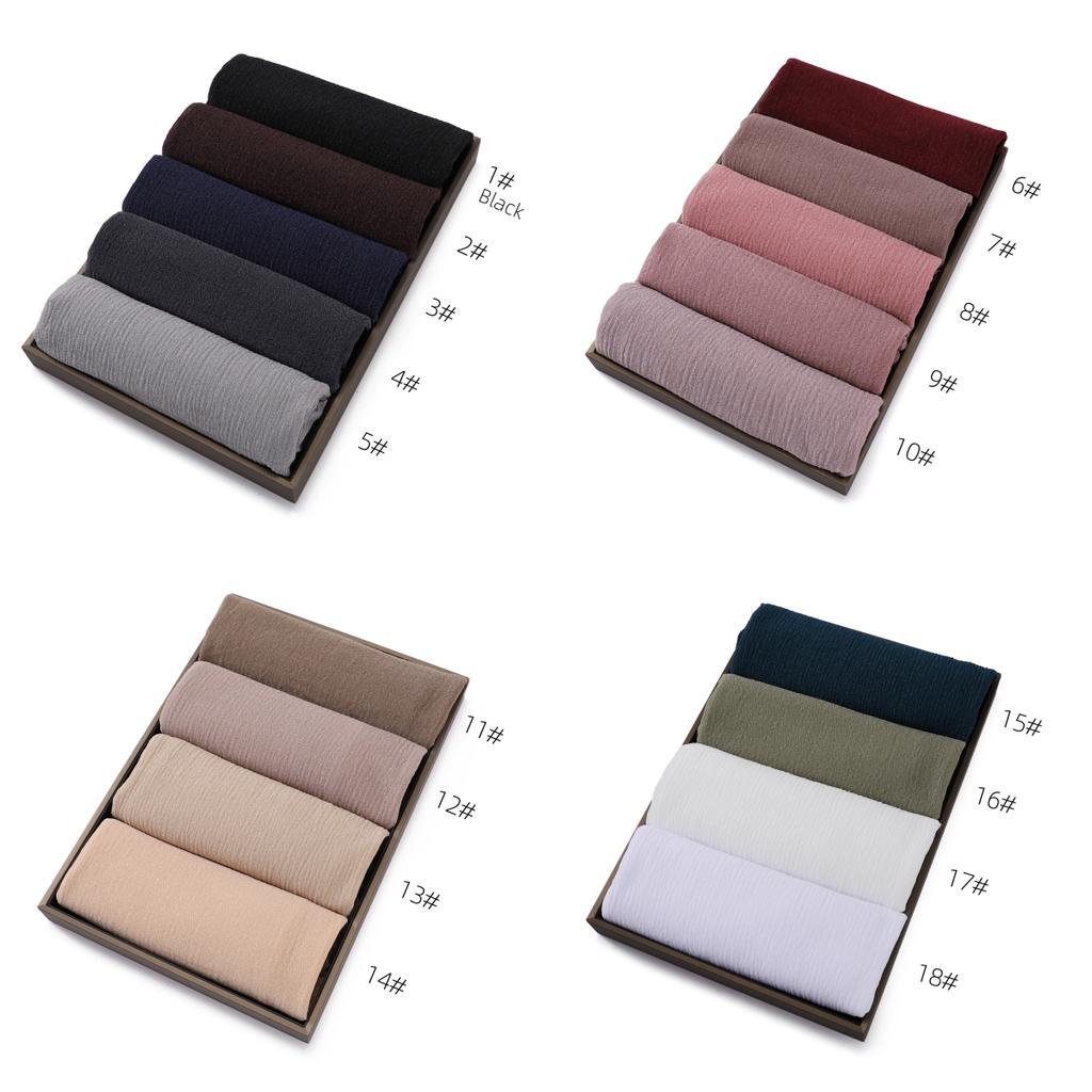 New Crinkle Cotton Polyester Hijab Scarf For Women Muslim Headscarf Wraps Solid Plain Shawls Islamic Headband Turbans Foulard