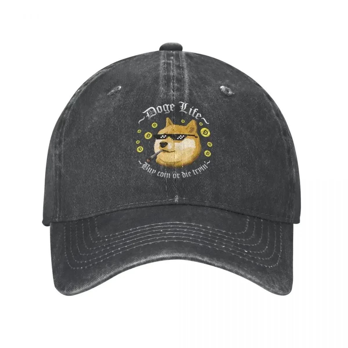 Doge Life Dogecoin Весенне-летняя кепка Dad Baseball Cap Classic Bitcoin Crypto Btc Sunhat Deniimm Sport Casquette Adjustable чёрный