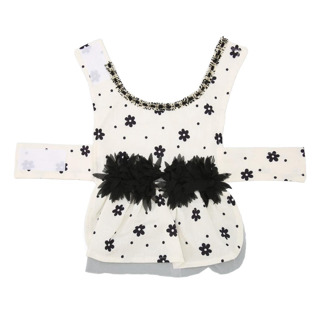 Pet Dog Dress Soft Comfortable Breathable Black Floral Pet Princess Dress for Small Pets Beige XL