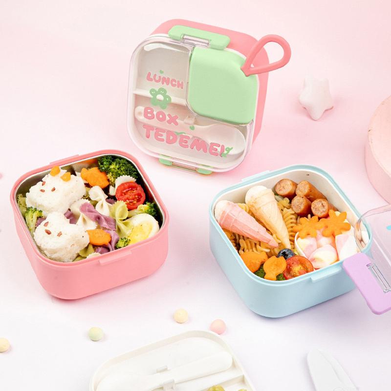 New Portable Children Students Lunch Box Bento Box Food Container Carton Dinnerware Cutlery Food Container Outdoor Tableware