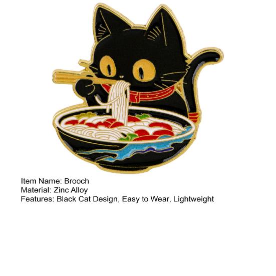 Decorative Brooch Cartoon Black Cat Shape Zinc Alloy Lapel Pin Sweater Dress Suit Lapel Badge Outfit Accessory