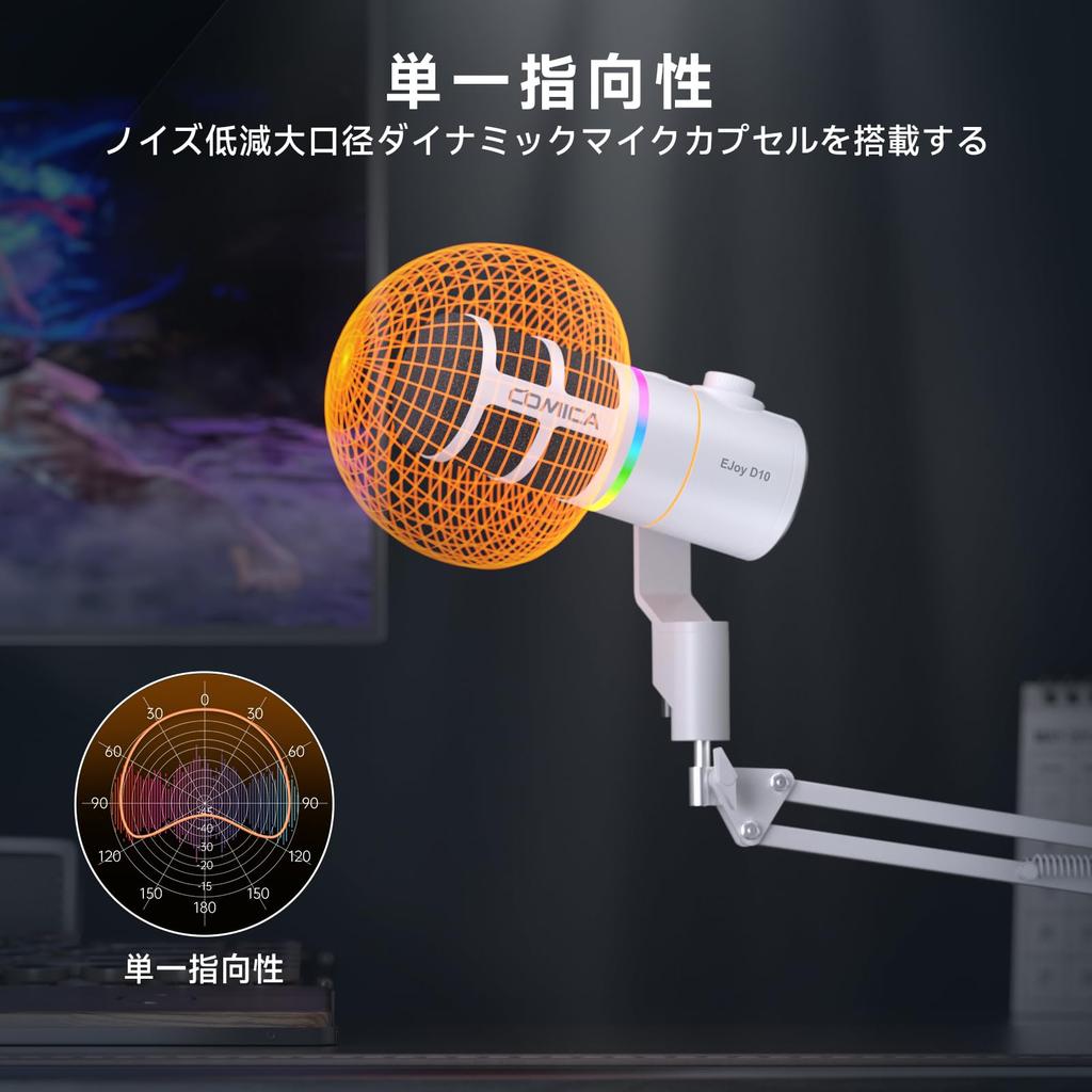 Comica Dynamic Digital and Analog Dual Gaming with Boom RGB Noise Perfect for Live Game Working from Narration Compatible with EJoy D10 Microphone,