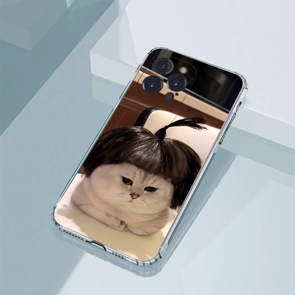 Funny Cute Cat Phone Case For iPhone11,12,13,14,15,16,17,Plus,Pro,Max,Plus,Transparent Cover