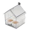 Pull-Out External Parrot Feeder Window Mounted Birds House with Two Food Slots Transparent Parrot House with Water Catcher Tray