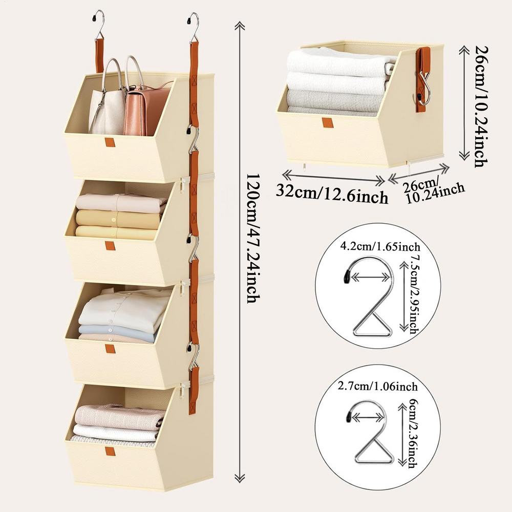 4-layer Hanging Wardrobe Organizer Over The Door Organizer Foldable Hangable Closet Storage Space Saving Clothes Organizer бежевый 5230₽