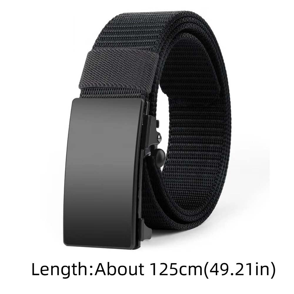 Adjustable Alloy Men Nylon Belt Texture Automatic Buckle Cloth Waistband Solid Color Durable Sturdy Cloth Belt Students