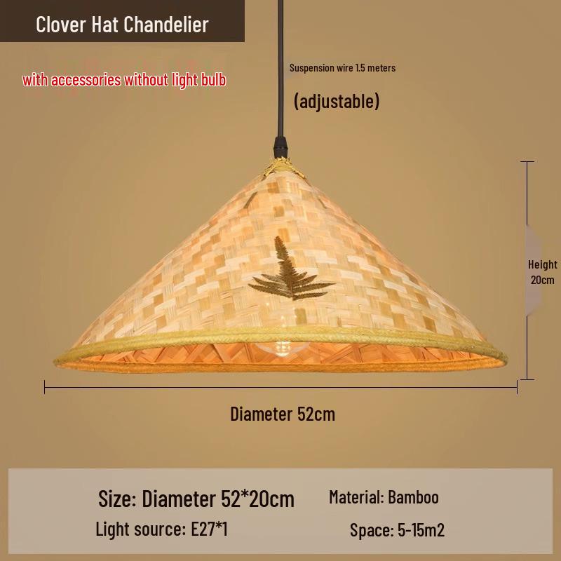 Retro Chinese Bamboo Pendant Light: Nostalgic Straw Hat Design for Hot Pot and Local Cuisine Restaurants