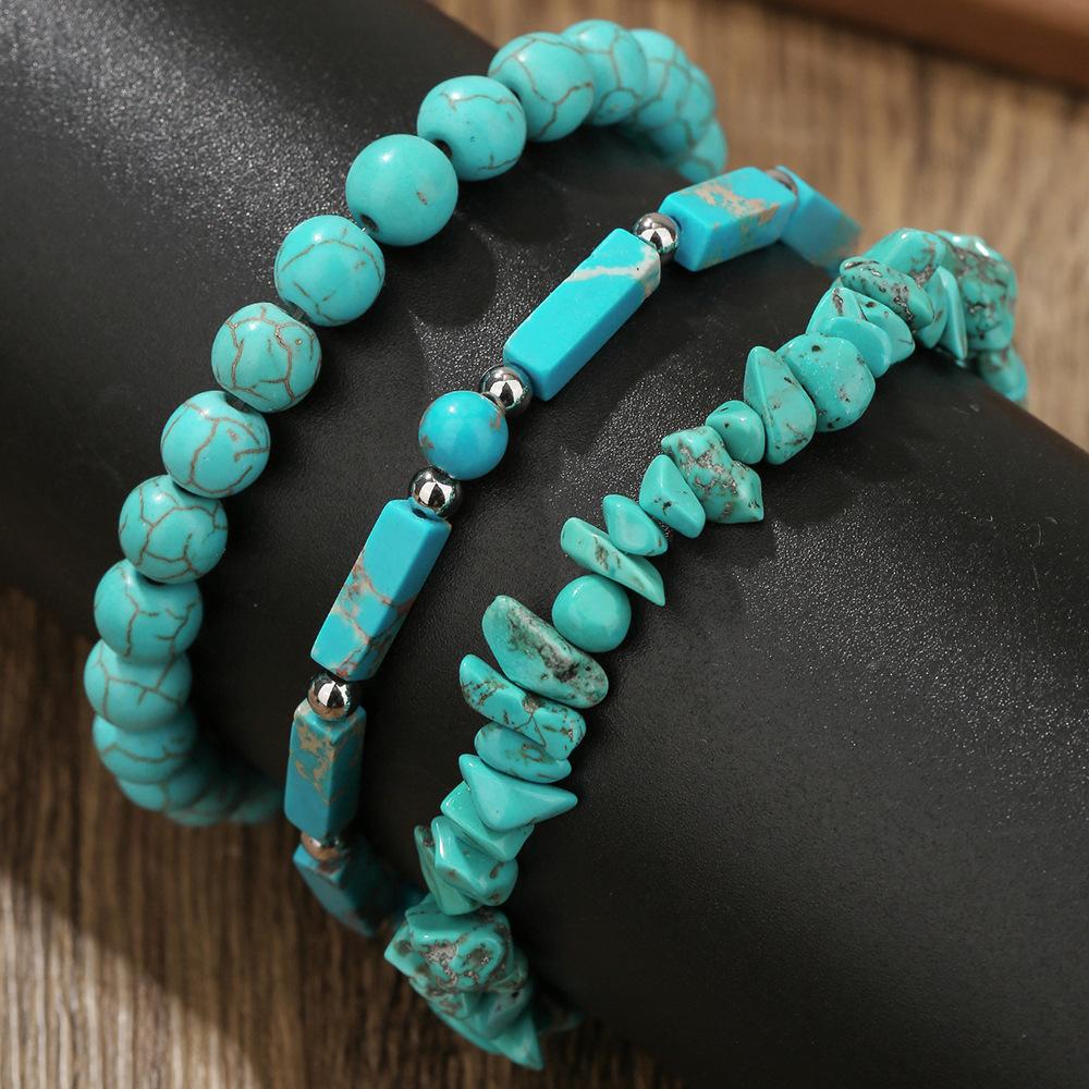 Bohemian Elastic Bracelet Combination Shoushan Stone Turquoise Bracelet Beach Vacation Handmade Beaded Bracelet Female