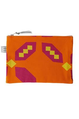 Minimynimo Flat Made In Nordic Orange Pouch, Japan, Pattern, Small, Fabric, 20cm, (Cross Petal, Orange)